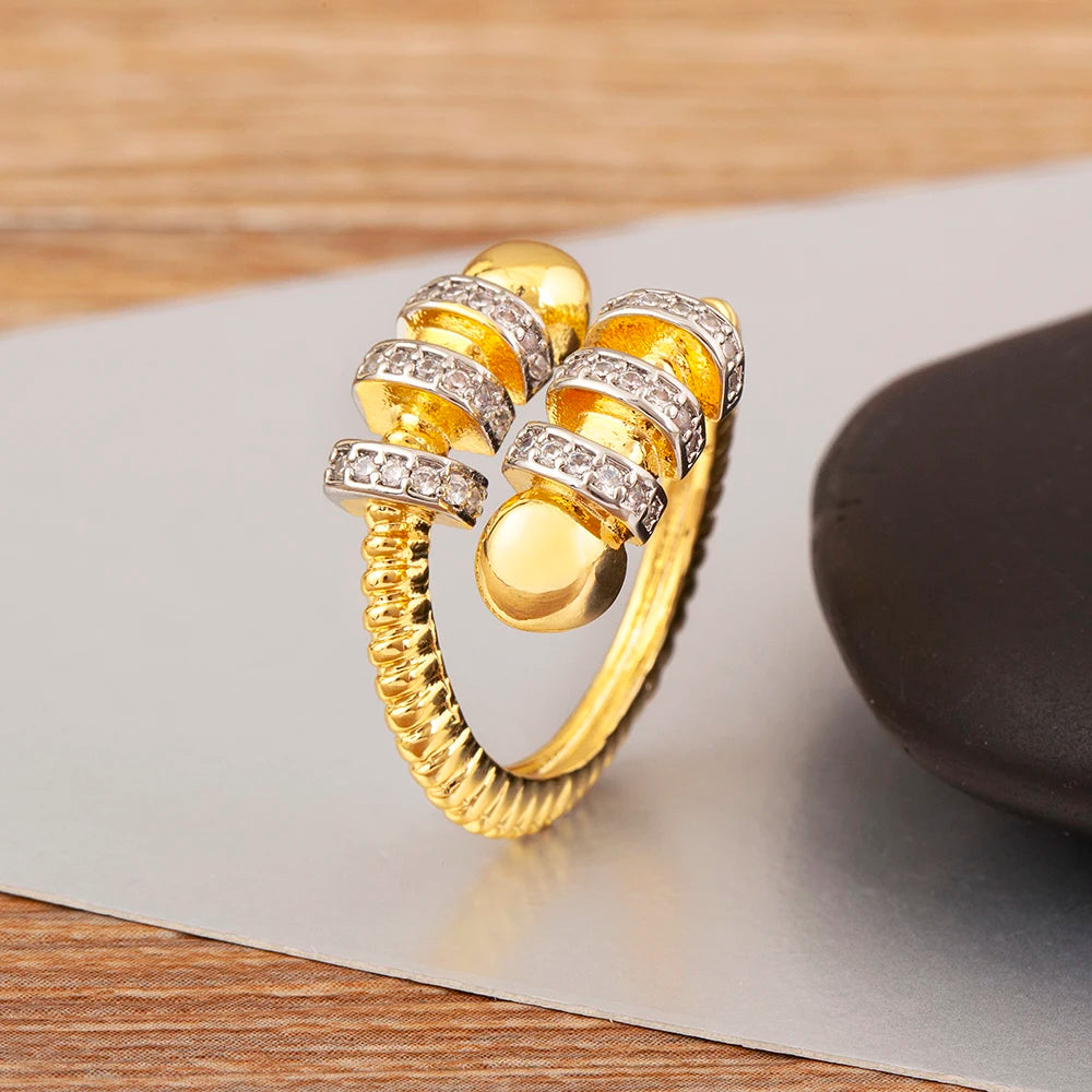 Hip-Hop Zircon Adjustable Open Ring