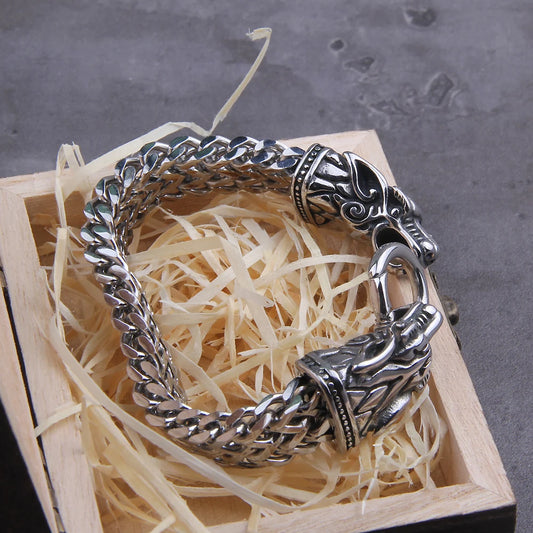 Viking Dragon Mesh Biker Bracelet