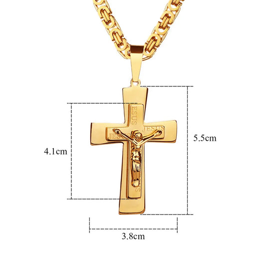 Gilded Jesus Cross Crucifix Necklace