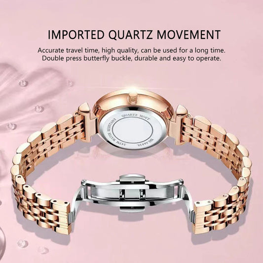 Rose Gold Steel Jewelry Watch