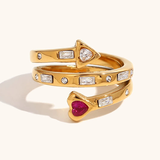 Triple Layer Heart Zircon Ring