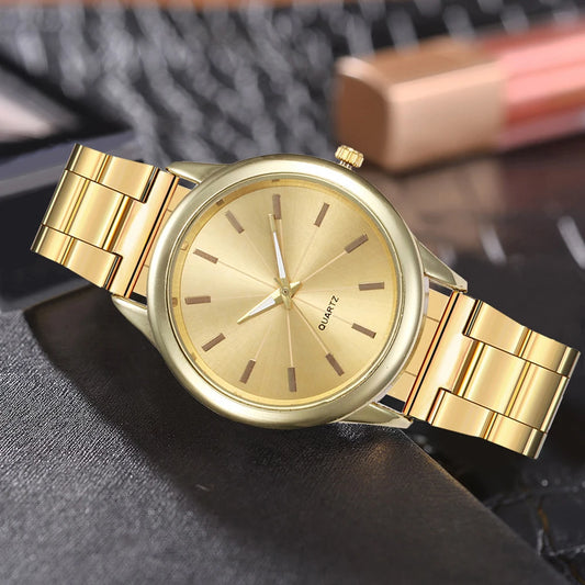 Gold Rhinestone Casual Bracelet Watch
