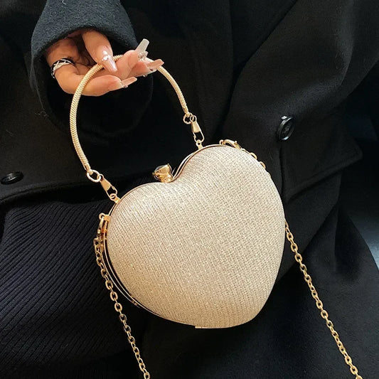 Sculpted Heart Metal Evening Clutch
