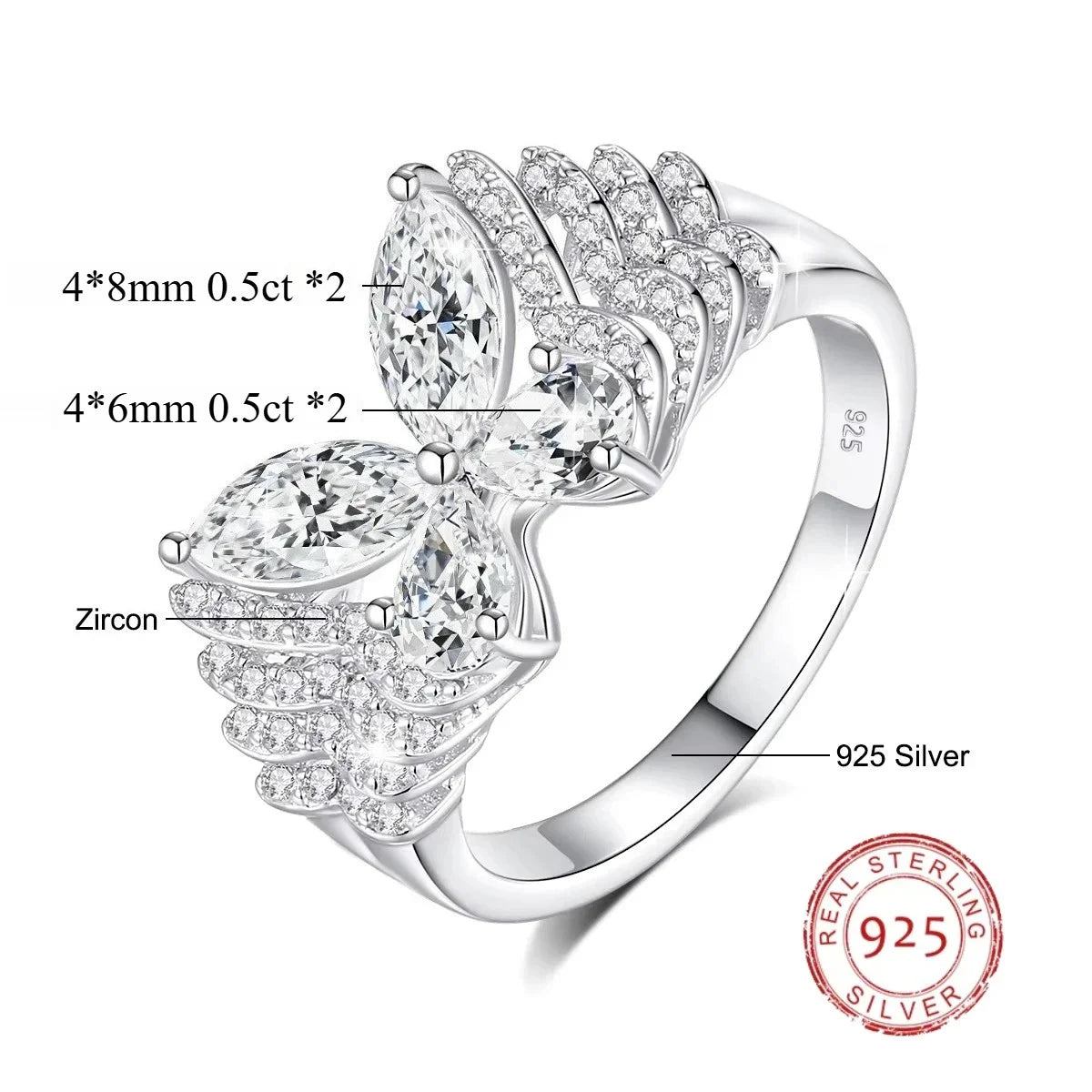 Butterfly Diamond 18k Gold Ring