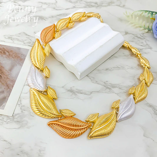 Leaf Shaped Gilded Choker Set