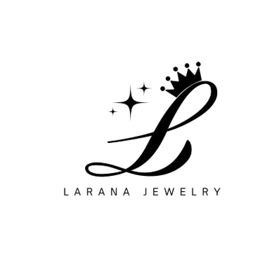 Larana Jewelry logo with a stylized letter 'L' and crown design on a white background