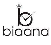 Logo of biaana with a stylized letter 'b' and crown on a white background