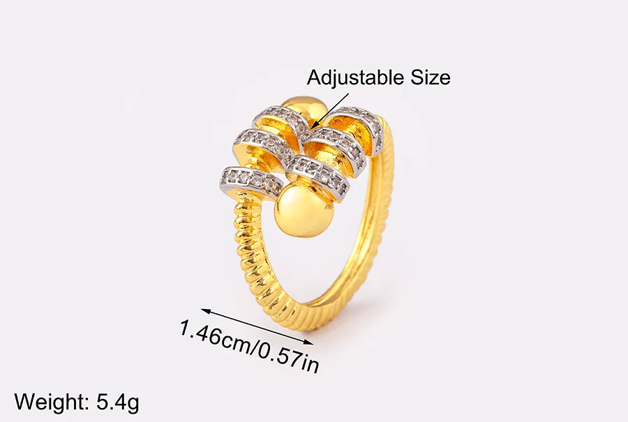 Hip-Hop Zircon Adjustable Open Ring