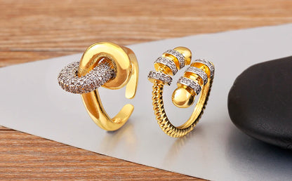 Hip-Hop Zircon Adjustable Open Ring