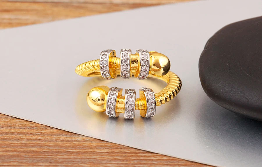 Hip-Hop Zircon Adjustable Open Ring
