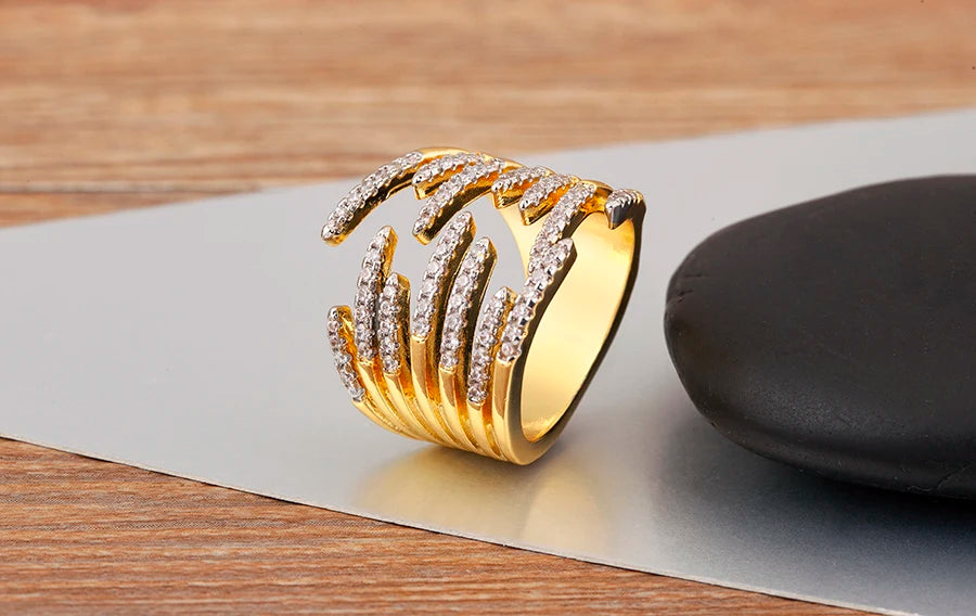 Hip-Hop Zircon Adjustable Open Ring