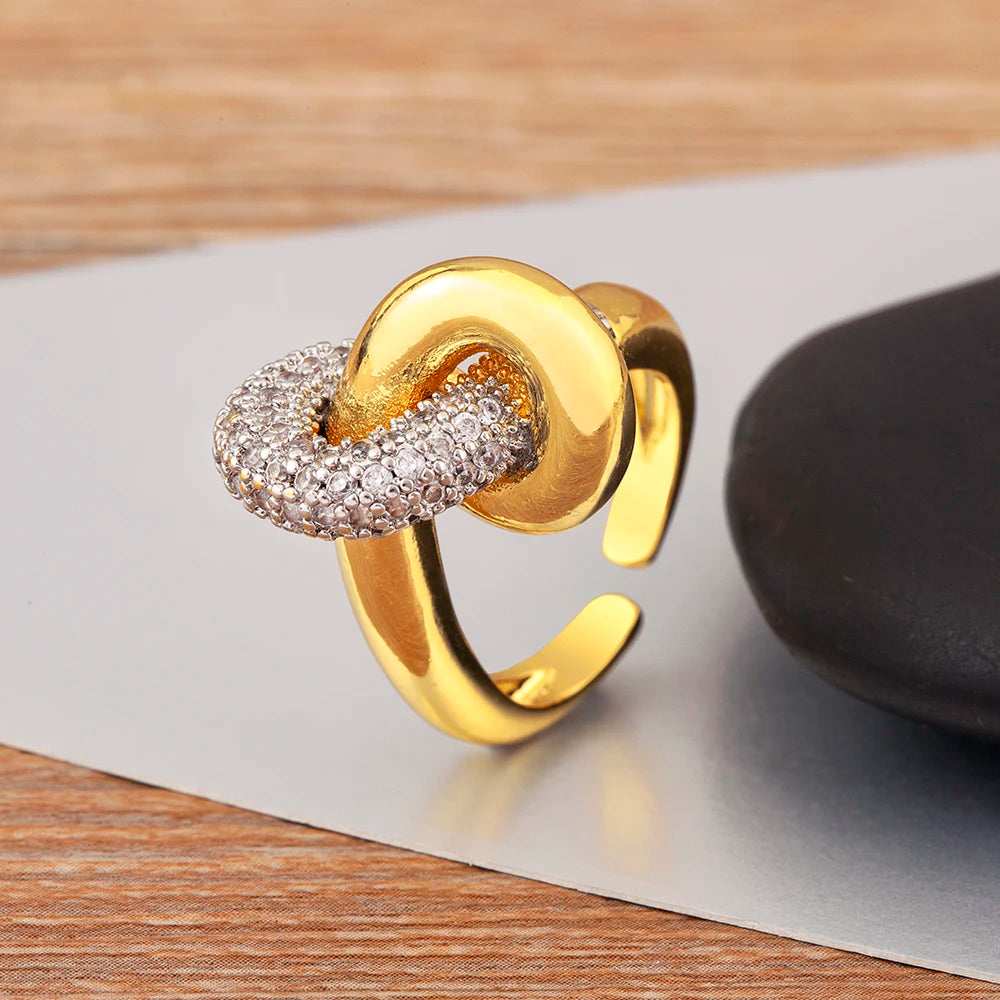 Hip-Hop Zircon Adjustable Open Ring