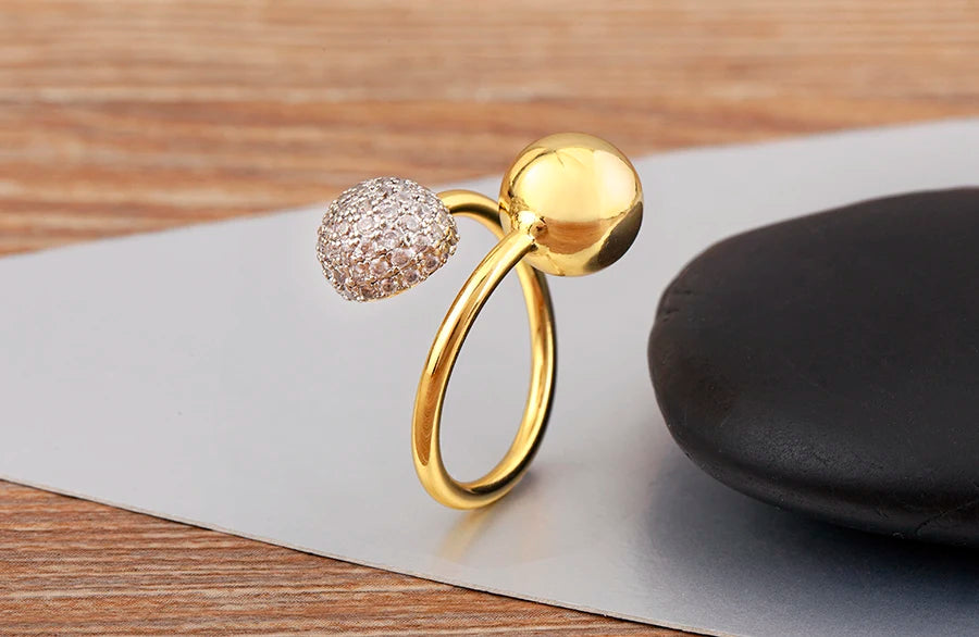 Hip-Hop Zircon Adjustable Open Ring