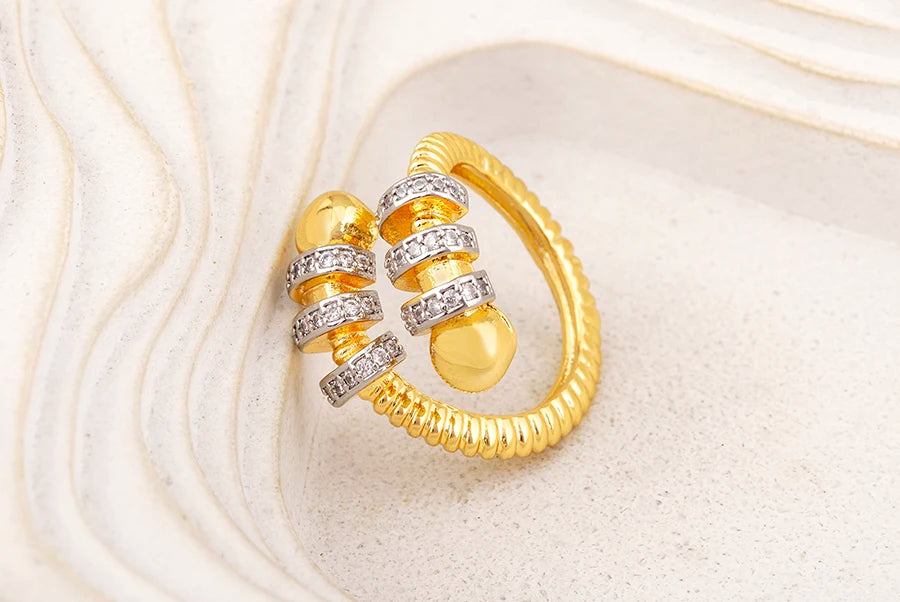 Hip-Hop Zircon Adjustable Open Ring