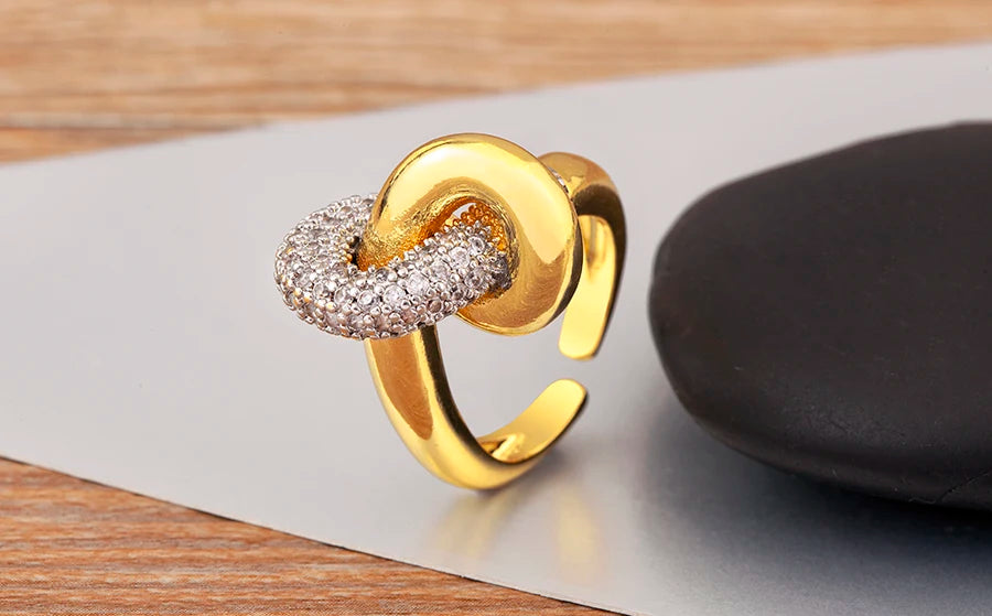 Hip-Hop Zircon Adjustable Open Ring