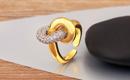 Hip-Hop Zircon Adjustable Open Ring