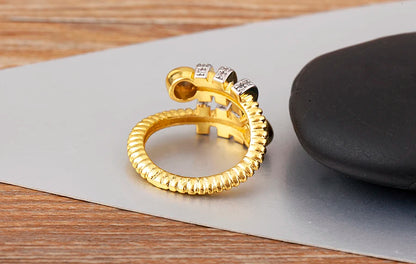 Hip-Hop Zircon Adjustable Open Ring