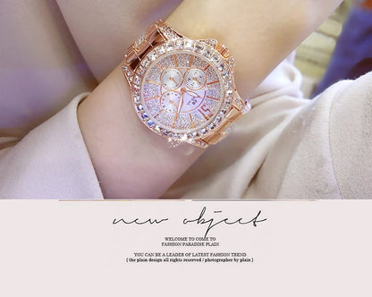 Rose Gold Crystal Jewelry Watch