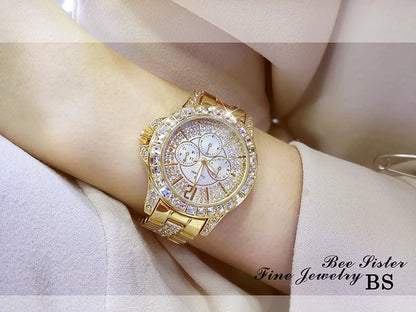 Rose Gold Crystal Jewelry Watch