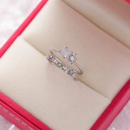 Sakura Flower Crystal Open Ring