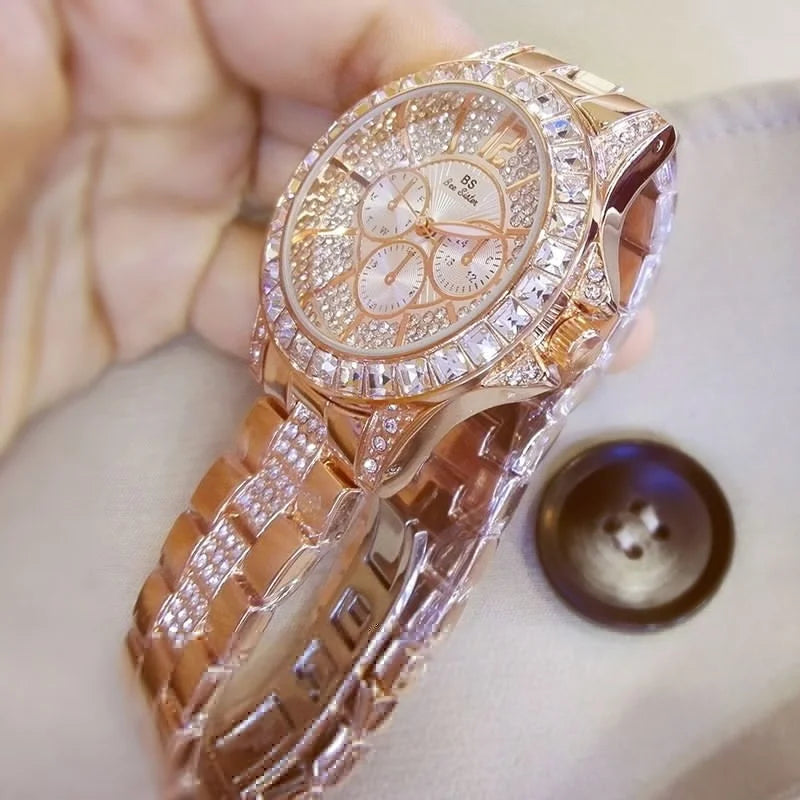 Rose Gold Crystal Jewelry Watch