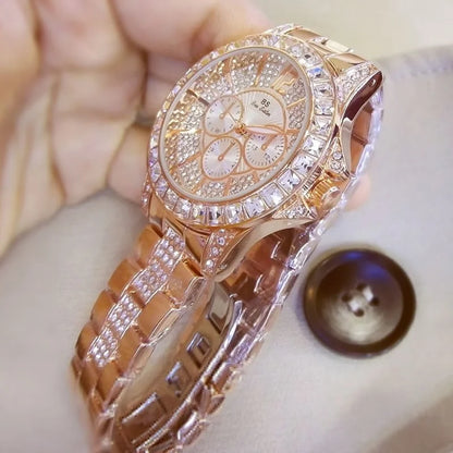 Rose Gold Crystal Jewelry Watch