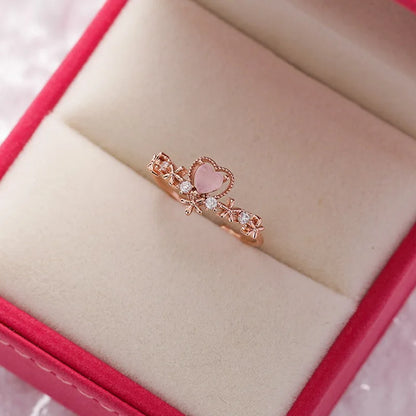 Sakura Flower Crystal Open Ring