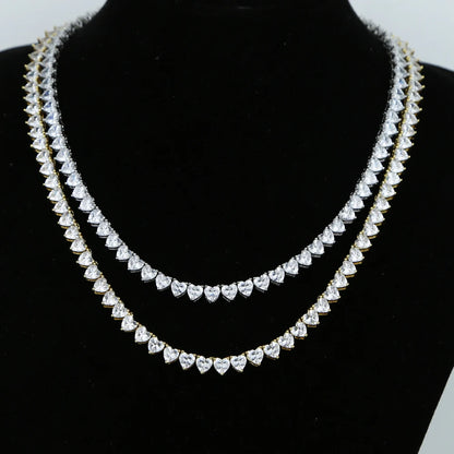 Bling Heart CZ Tennis Necklace