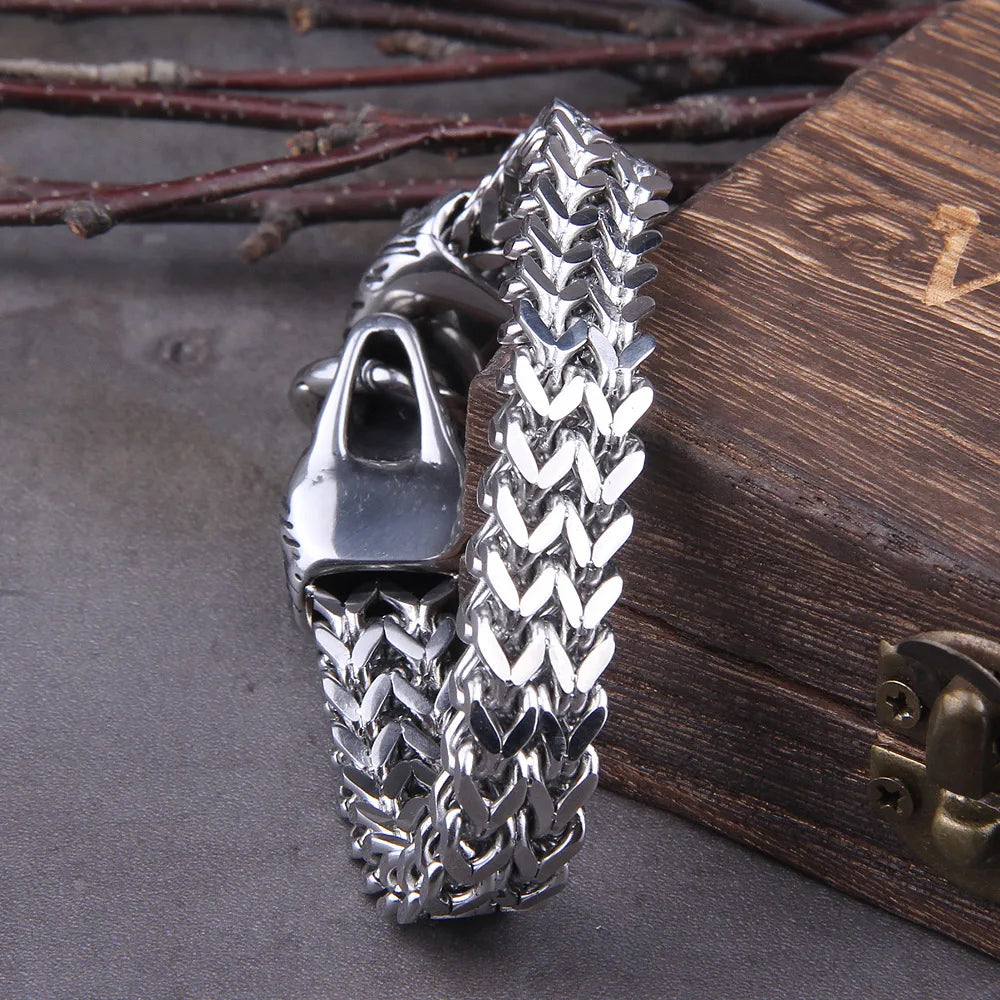 Viking Dragon Mesh Biker Bracelet
