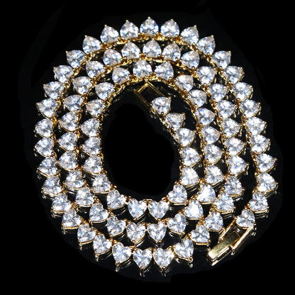 Bling Heart CZ Tennis Necklace