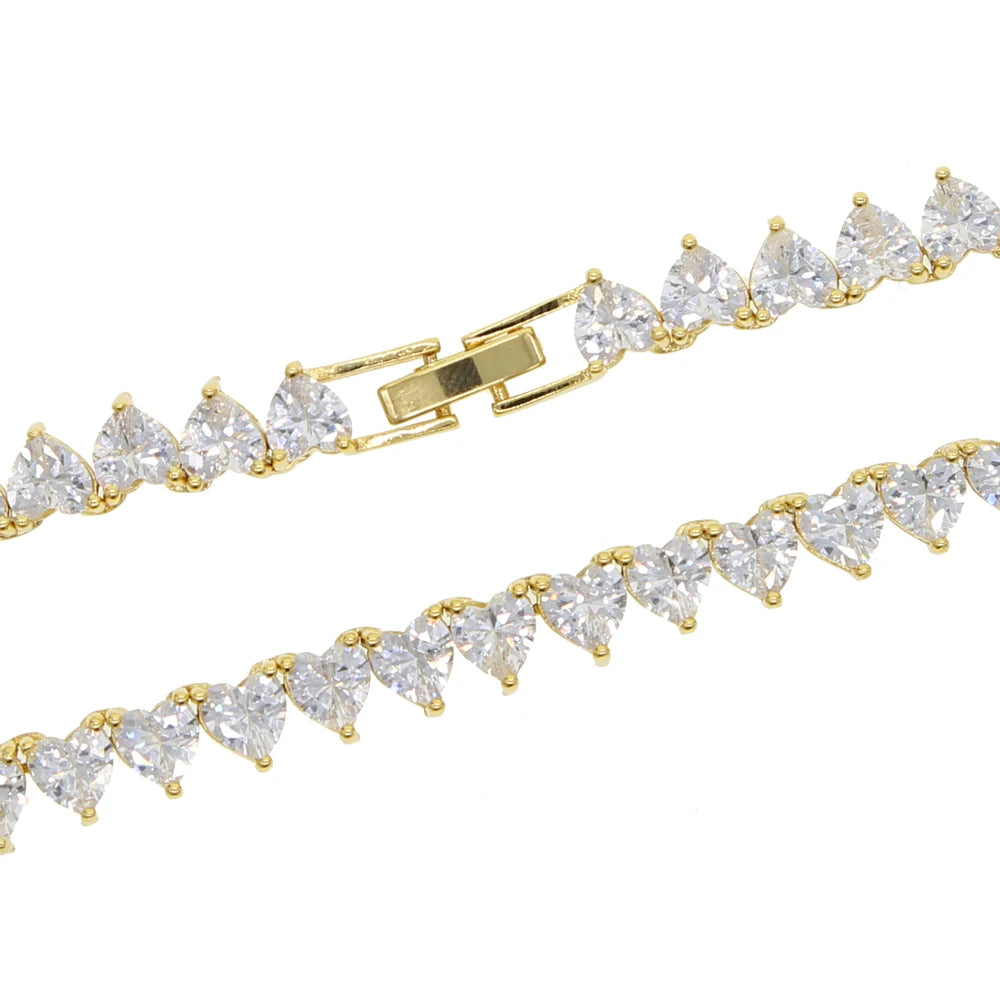 Bling Heart CZ Tennis Necklace