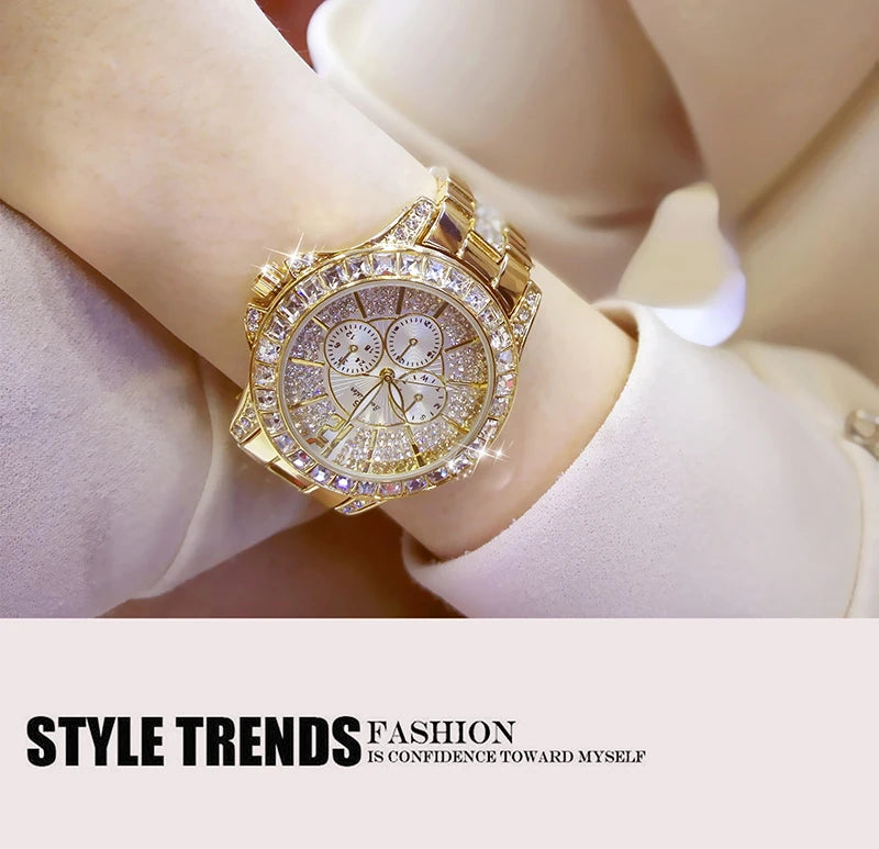 Rose Gold Crystal Jewelry Watch