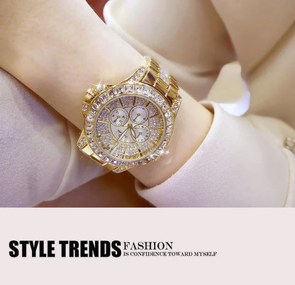 Rose Gold Crystal Jewelry Watch