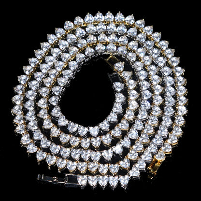 Bling Heart CZ Tennis Necklace