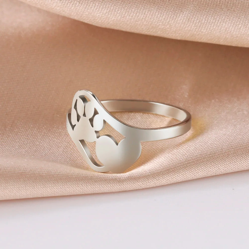 Gilded Heart Animal Motif Ring