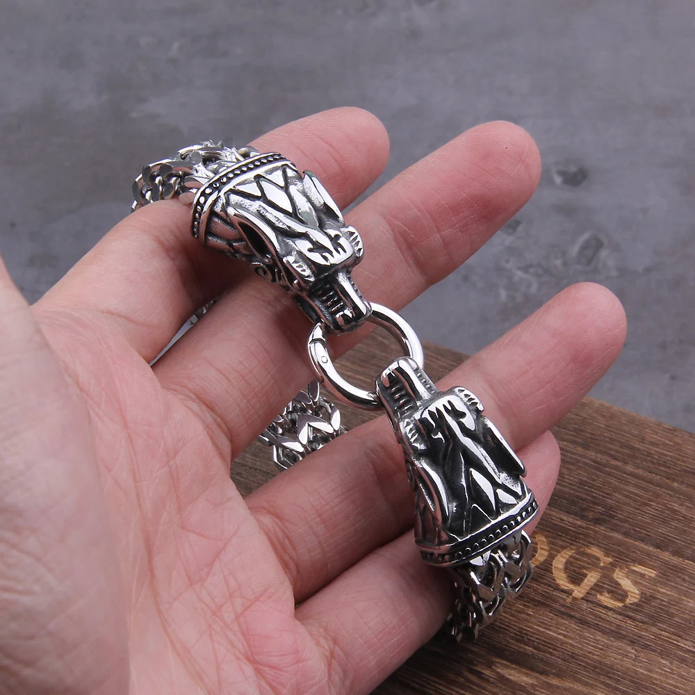 Viking Dragon Mesh Biker Bracelet