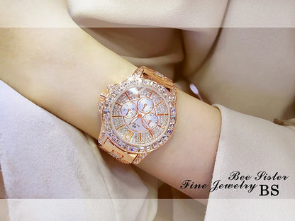 Rose Gold Crystal Jewelry Watch