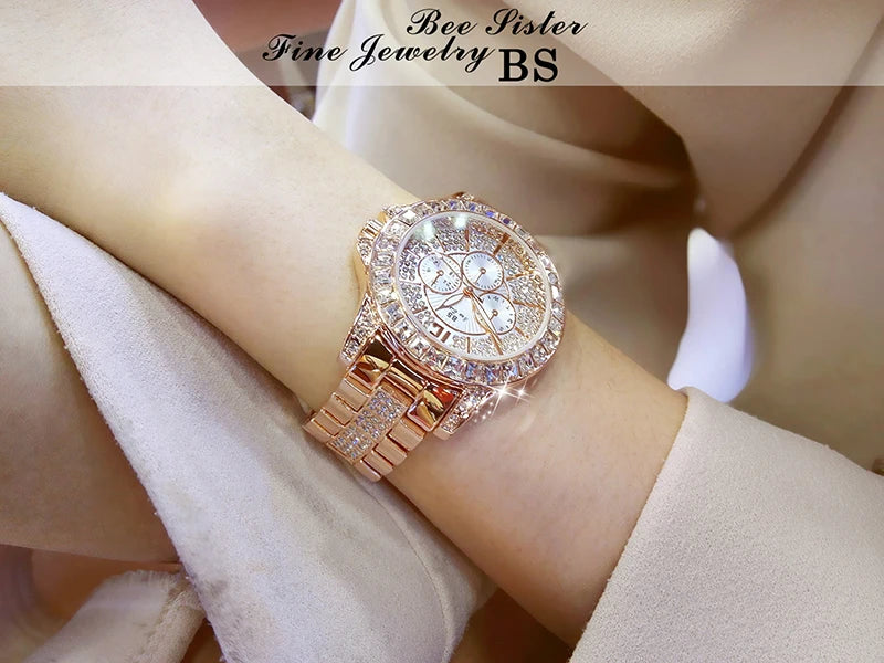 Rose Gold Crystal Jewelry Watch