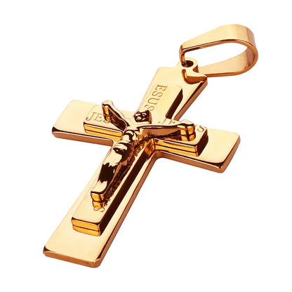 Gilded Jesus Cross Crucifix Necklace