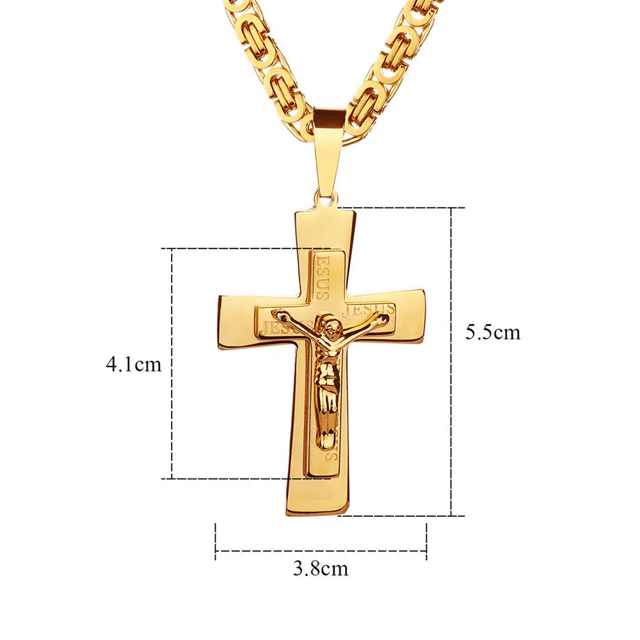 Gilded Jesus Cross Crucifix Necklace