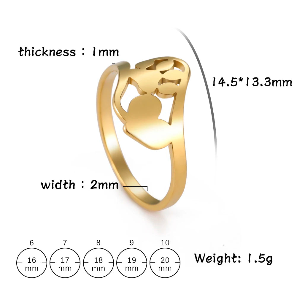 Gilded Heart Animal Motif Ring