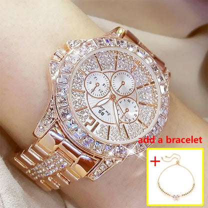 Rose Gold Crystal Jewelry Watch