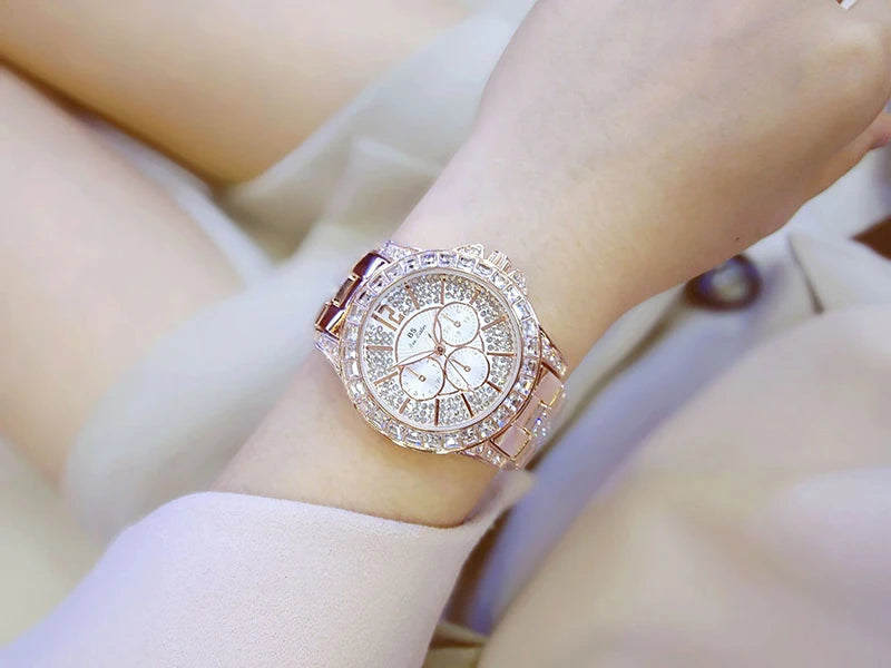 Rose Gold Crystal Jewelry Watch
