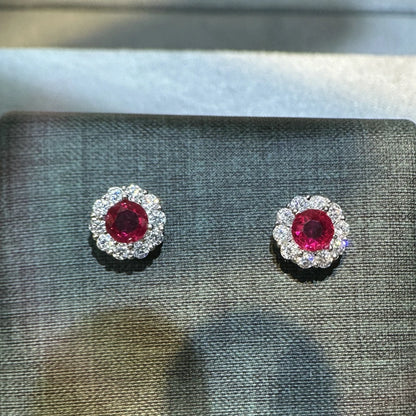 Round Cut Lab Sapphire Earrings