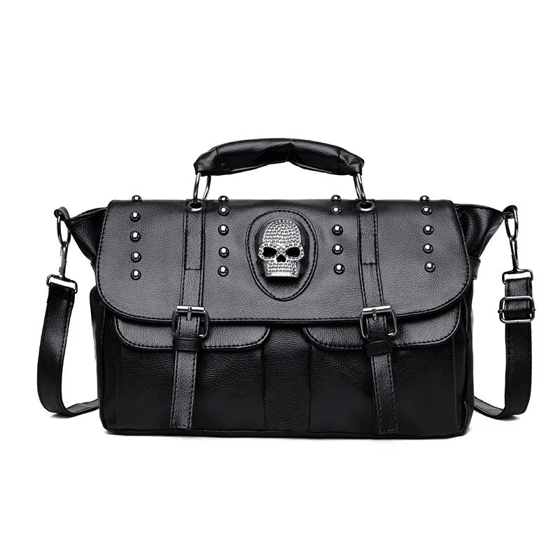 Noir Punk Skull Motif Tote