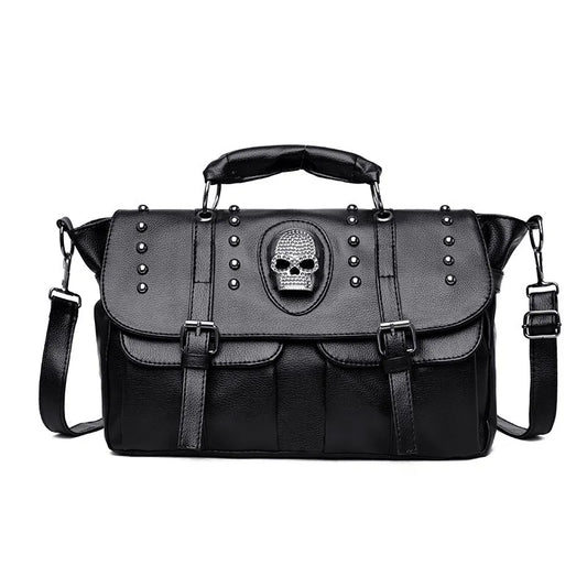 Noir Punk Skull Motif Tote