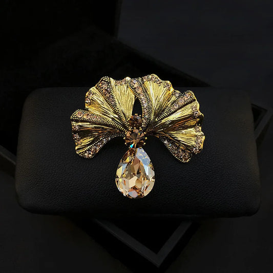 Rhinestone Ginkgo Crystal Office Brooch