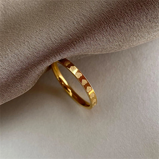 Minimalist Gilded Heart Wedding Ring