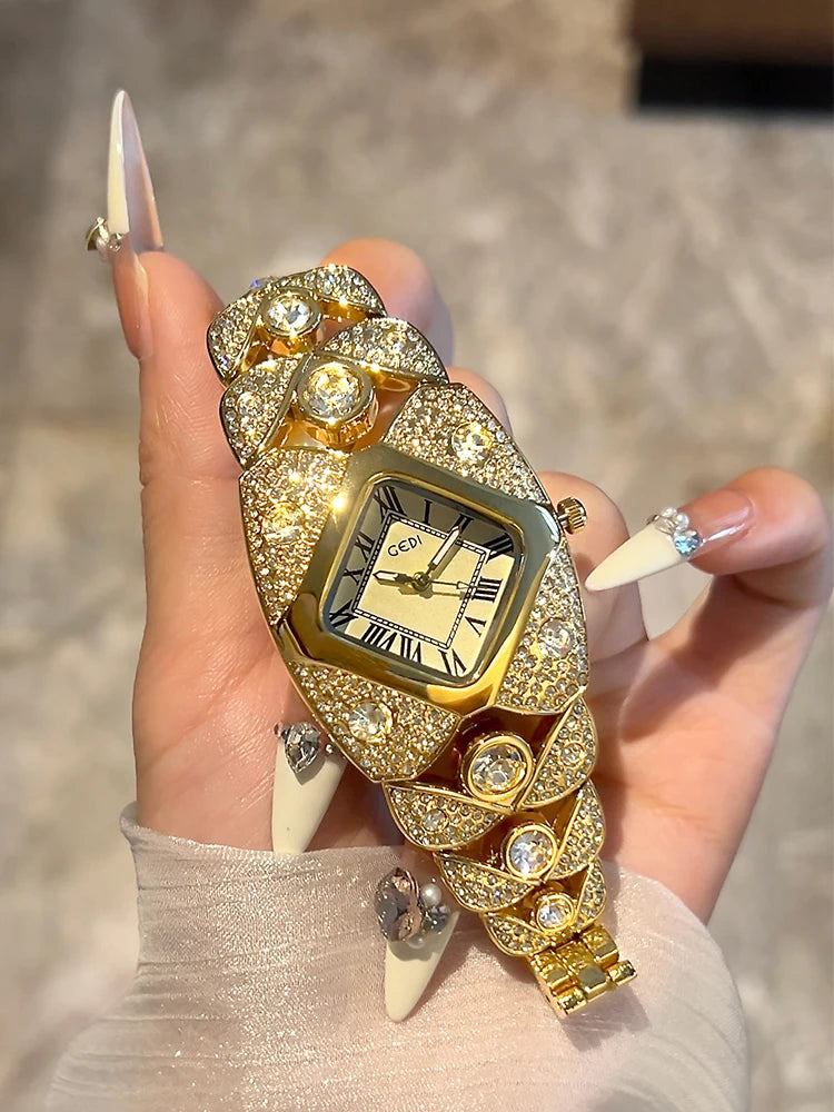 Roman Full Diamond Inlaid Watch