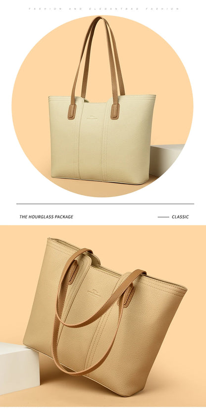 Designer Soft Leather Bucket Tote